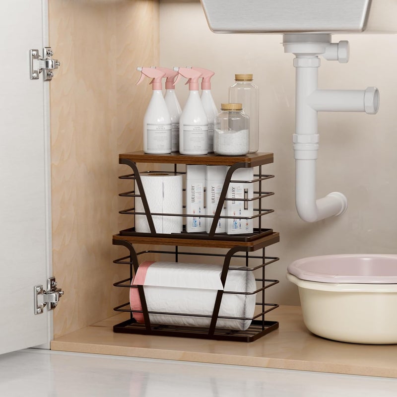 TIDIIABODE Store 2 Pack Stackable Kitchen Organization,Counter Organizers and Pantry Organization for Home and Kitchen,Trash Bag Organizer Under Sink,Brown - Image 5